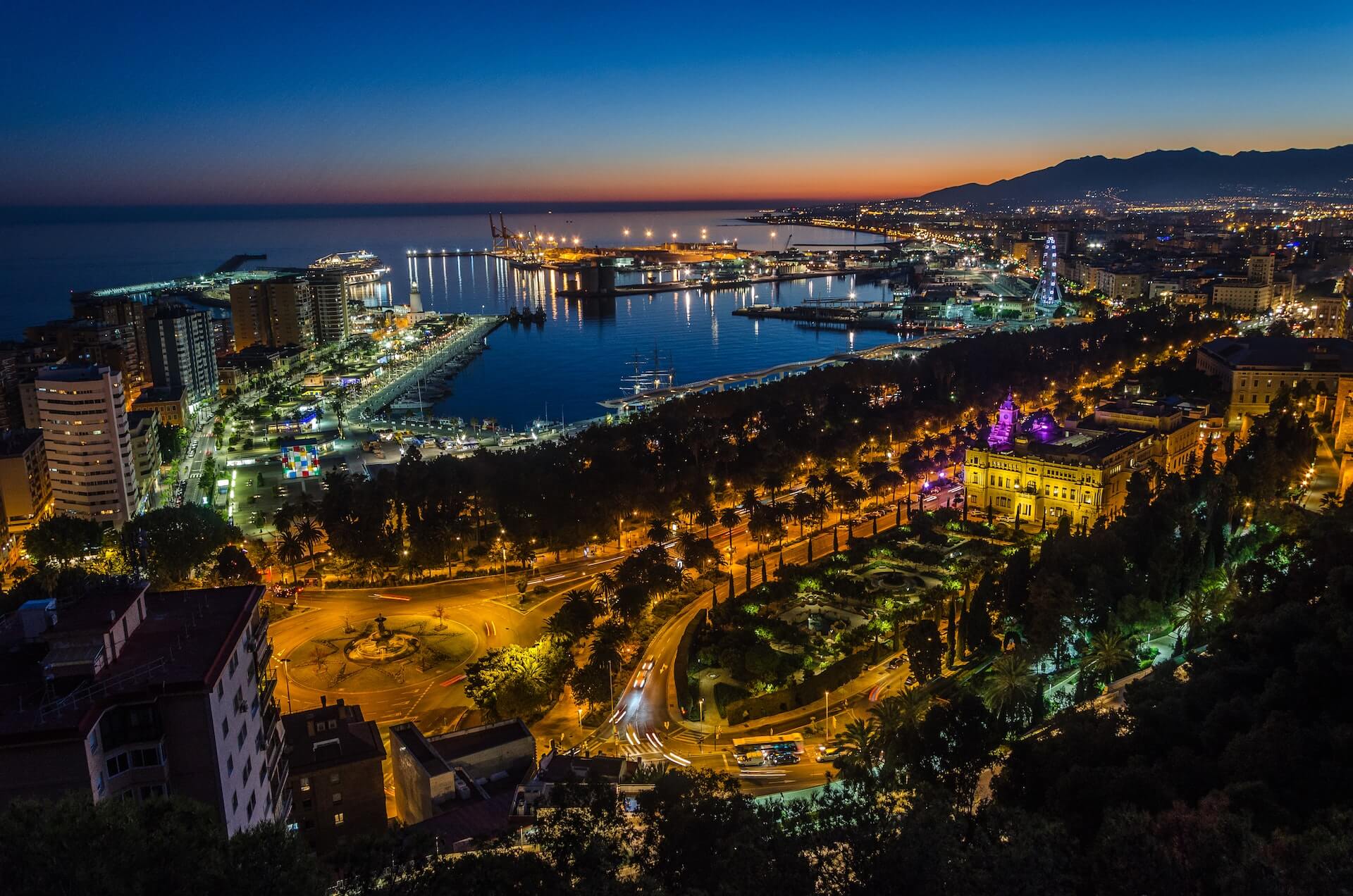 Malaga at night